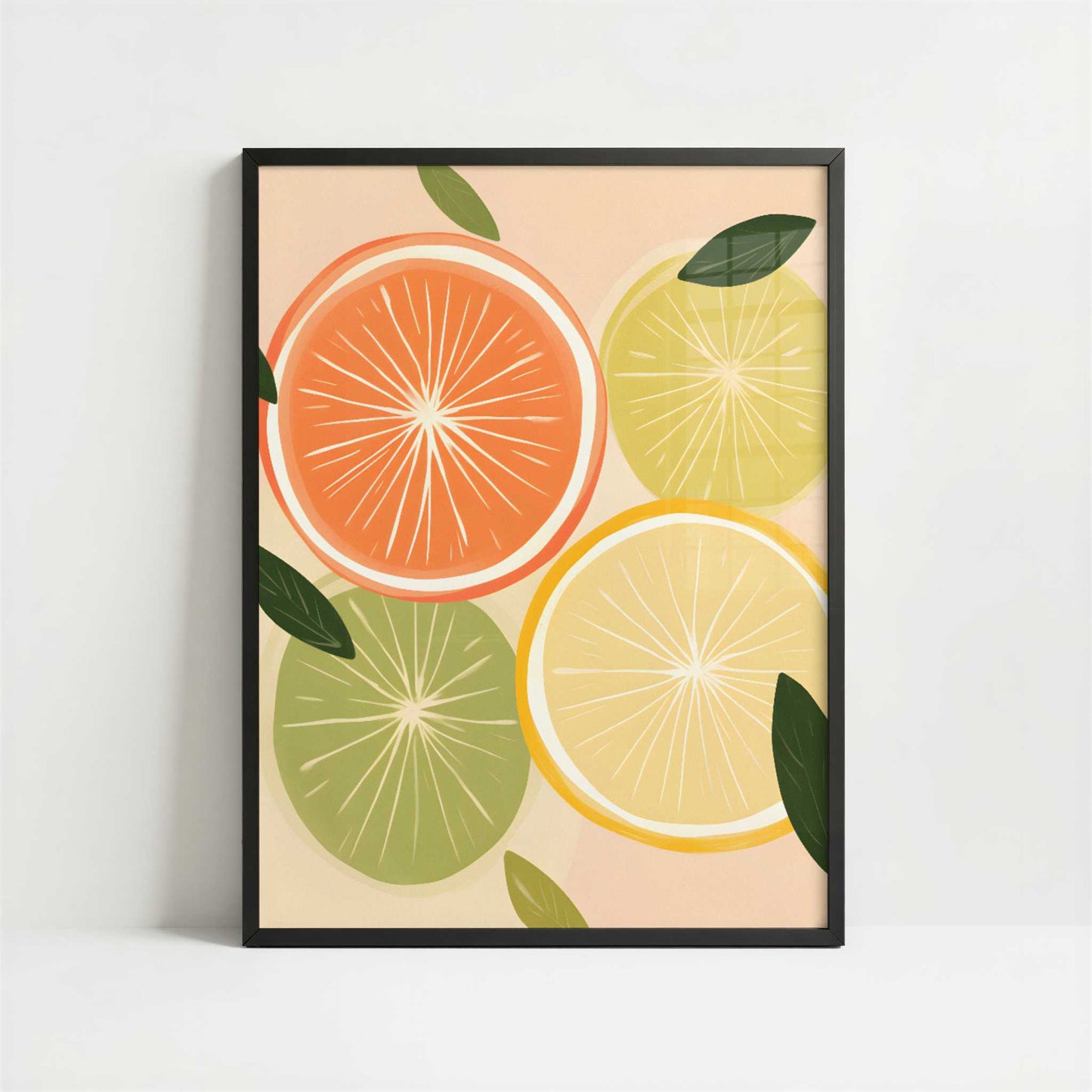 Citrus Fruit in Bohemian Style - Art Print - Art print in black frame
