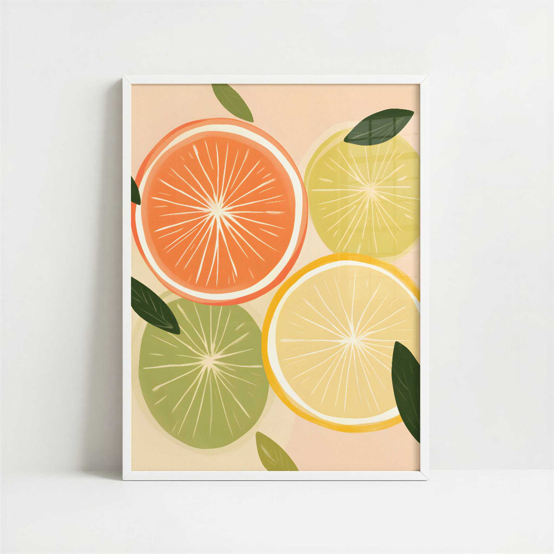 Citrus Fruit in Bohemian Style - Art Print - Art print in white frame