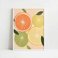 Citrus Fruit in Bohemian Style - Art Print - Art print in white frame