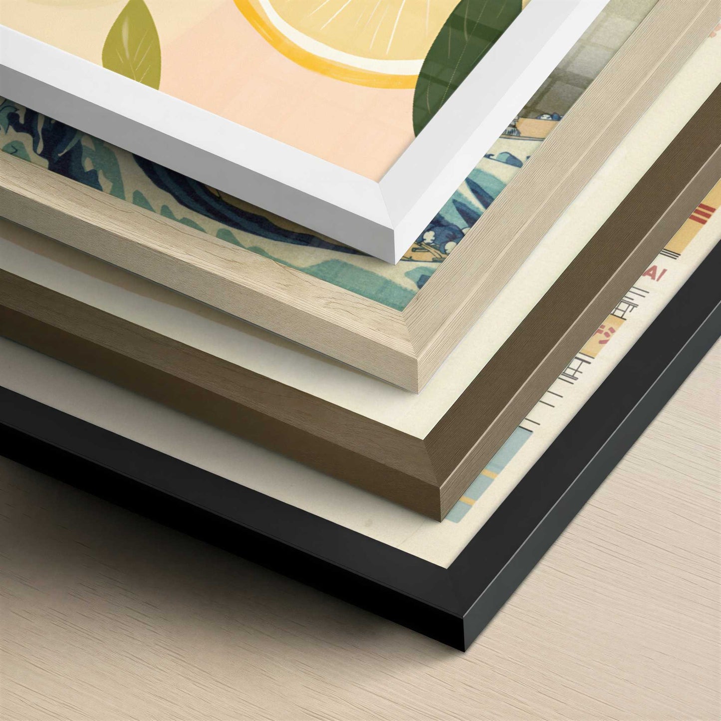 Citrus Fruit in Bohemian Style - Art Print - Close-up detail of the different frames