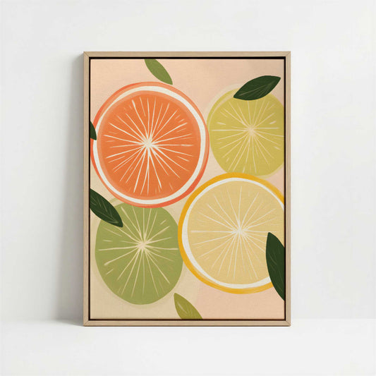 Framed Canvas - Framed canvas in oak color frame