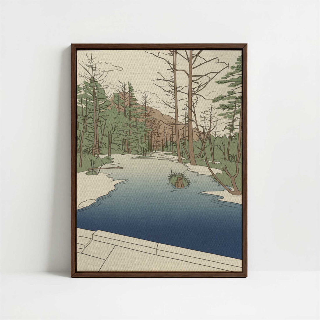 Framed Canvas - Framed canvas in dark wood color frame