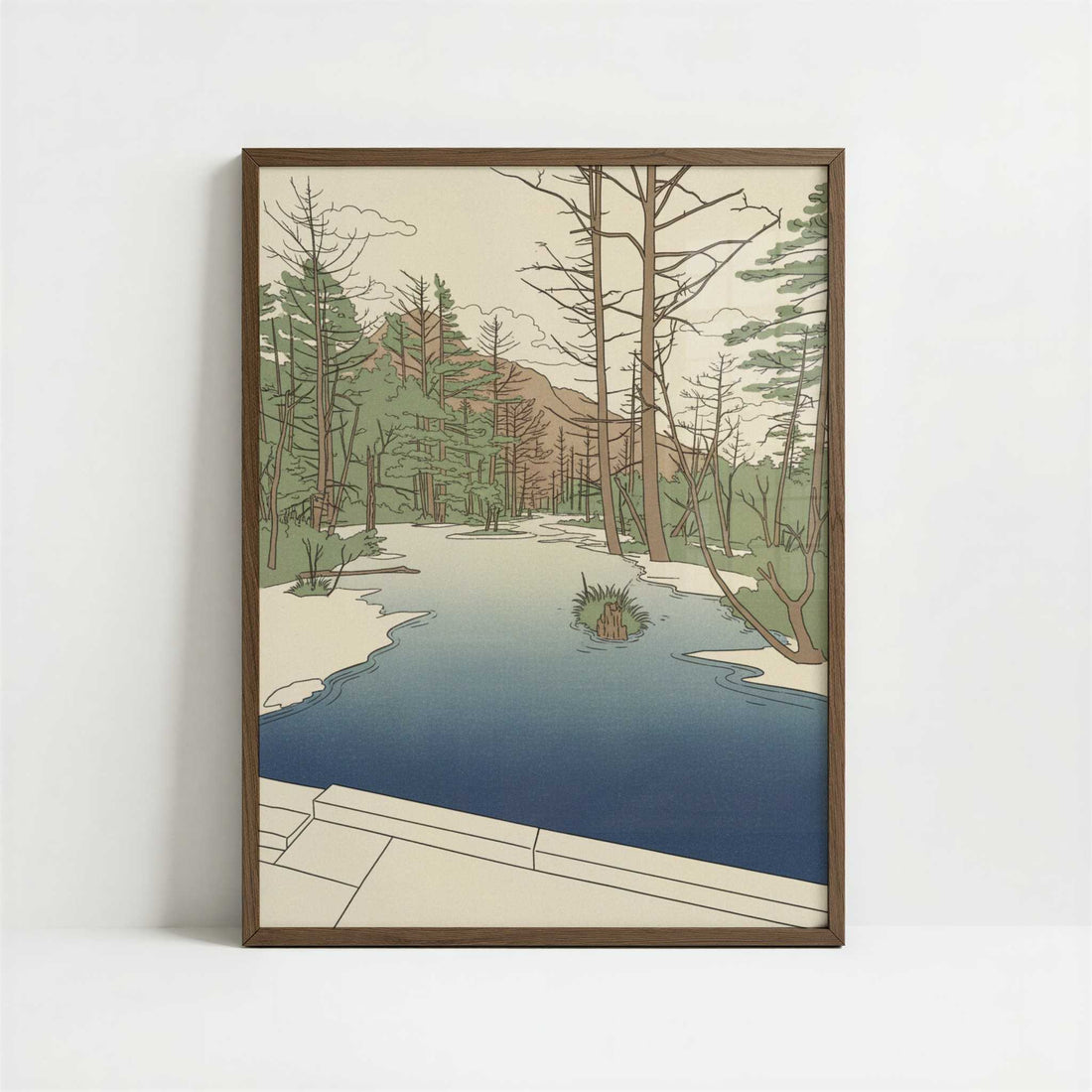 Cold Waters of Kamikochi - Art Print - Art print in dark wood frame