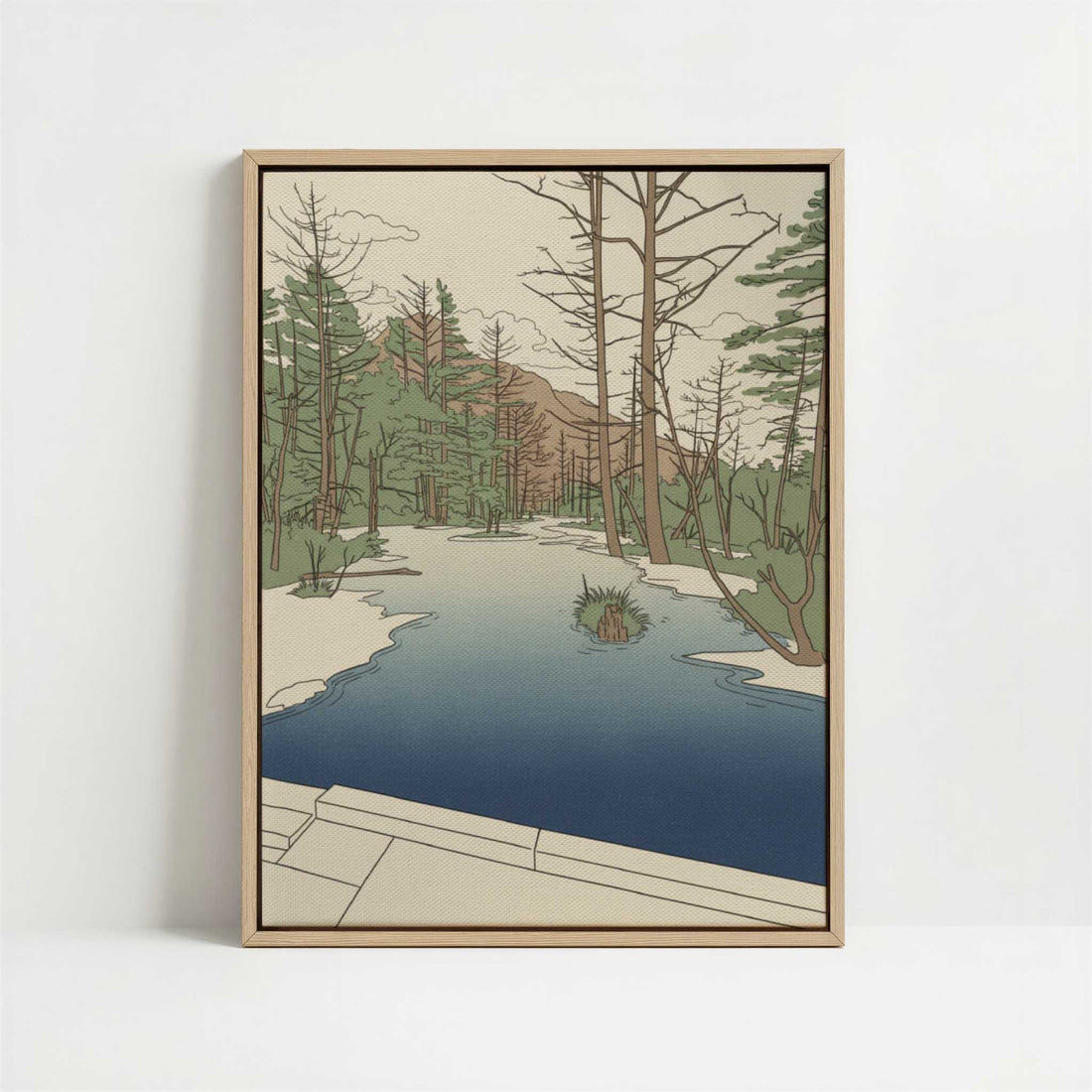 Framed Canvas - Framed canvas in oak color frame