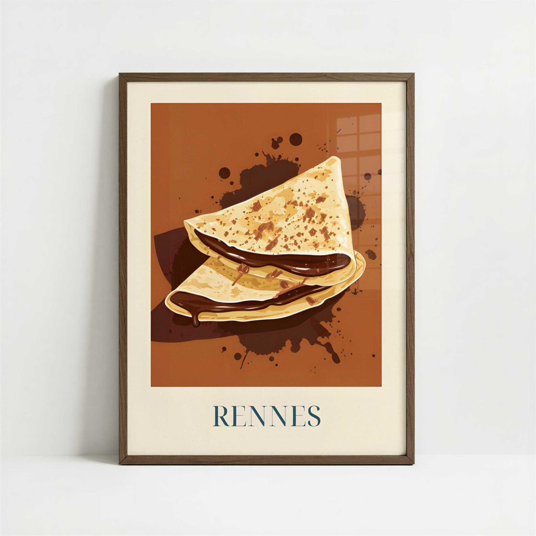 Crêpes from Rennes, France - Art Print - Art print in dark wood frame