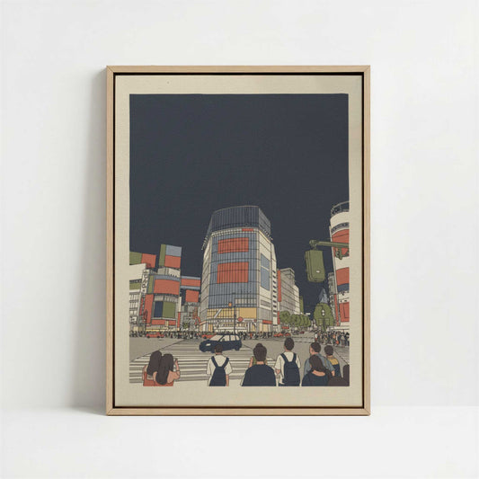 Framed Canvas - Framed canvas in oak color frame