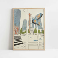 Crossroads of Chiyoda, Tokyo - Art Print - Art print in oak frame