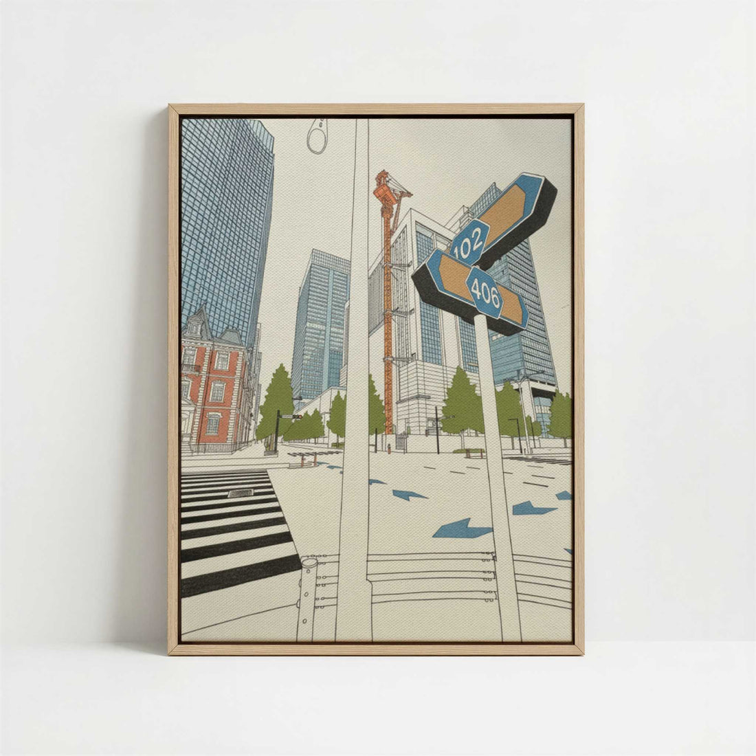 Framed Canvas - Framed canvas in oak color frame