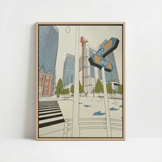 Framed Canvas - Framed canvas in oak color frame