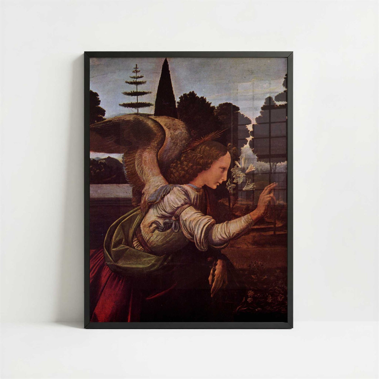 Annunciation, Angel (c.1472–1475) by Leonardo da Vinci – Art Print - Art print in black frame