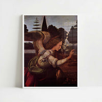 Annunciation, Angel (c.1472–1475) by Leonardo da Vinci – Art Print - Art print in white frame