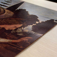 Annunciation, Angel (c.1472–1475) by Leonardo da Vinci – Art Print - Close-up detail of the art print