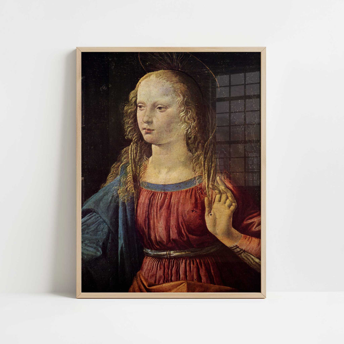 Annunciation, Virgin (1472–1475) by Leonardo da Vinci – Art Print - Art print in oak frame