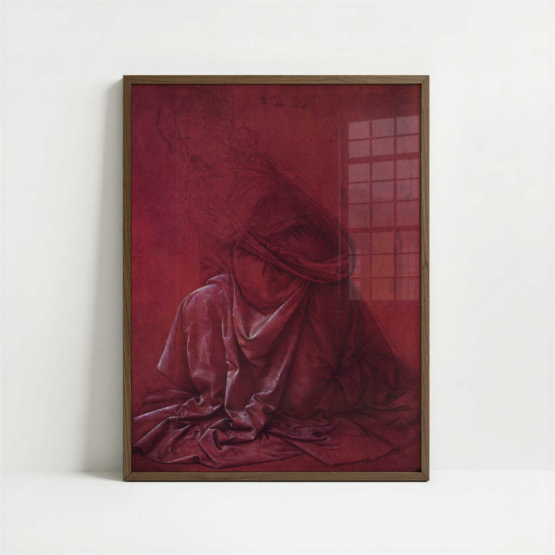 Drapery Study (1470s) by Leonardo da Vinci – Art Print - Art print in dark wood frame