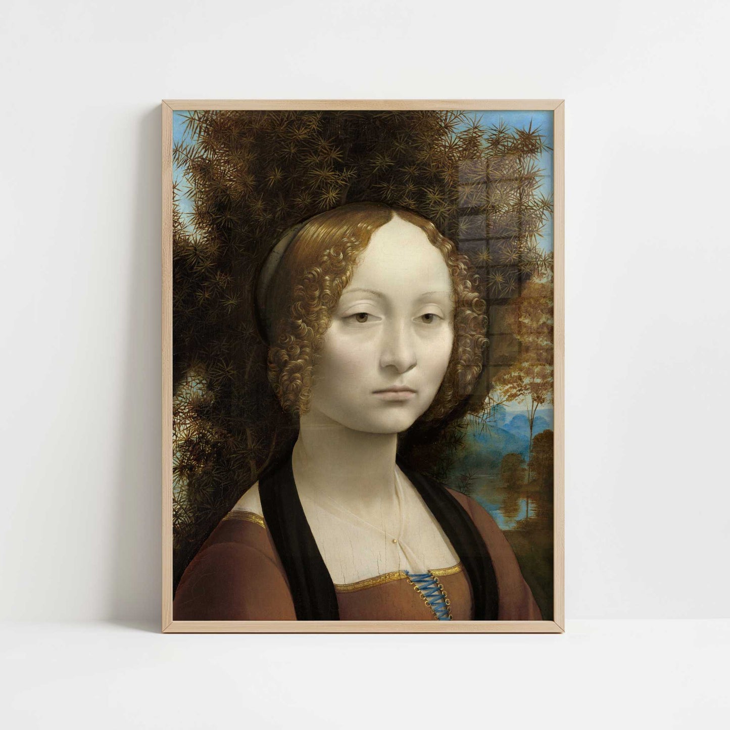 Ginevra de' Benci (1474–78) by Leonardo da Vinci – Art Print - Art print in oak frame