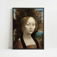 Ginevra de' Benci (1474–78) by Leonardo da Vinci – Art Print - Art print in black frame