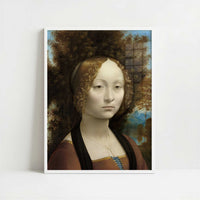 Ginevra de' Benci (1474–78) by Leonardo da Vinci – Art Print - Art print in white frame