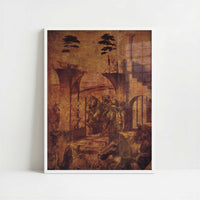 Horsemen & Fantastic Architecture (1490s) by Leonardo da Vinci – Art Print - Art print in white frame