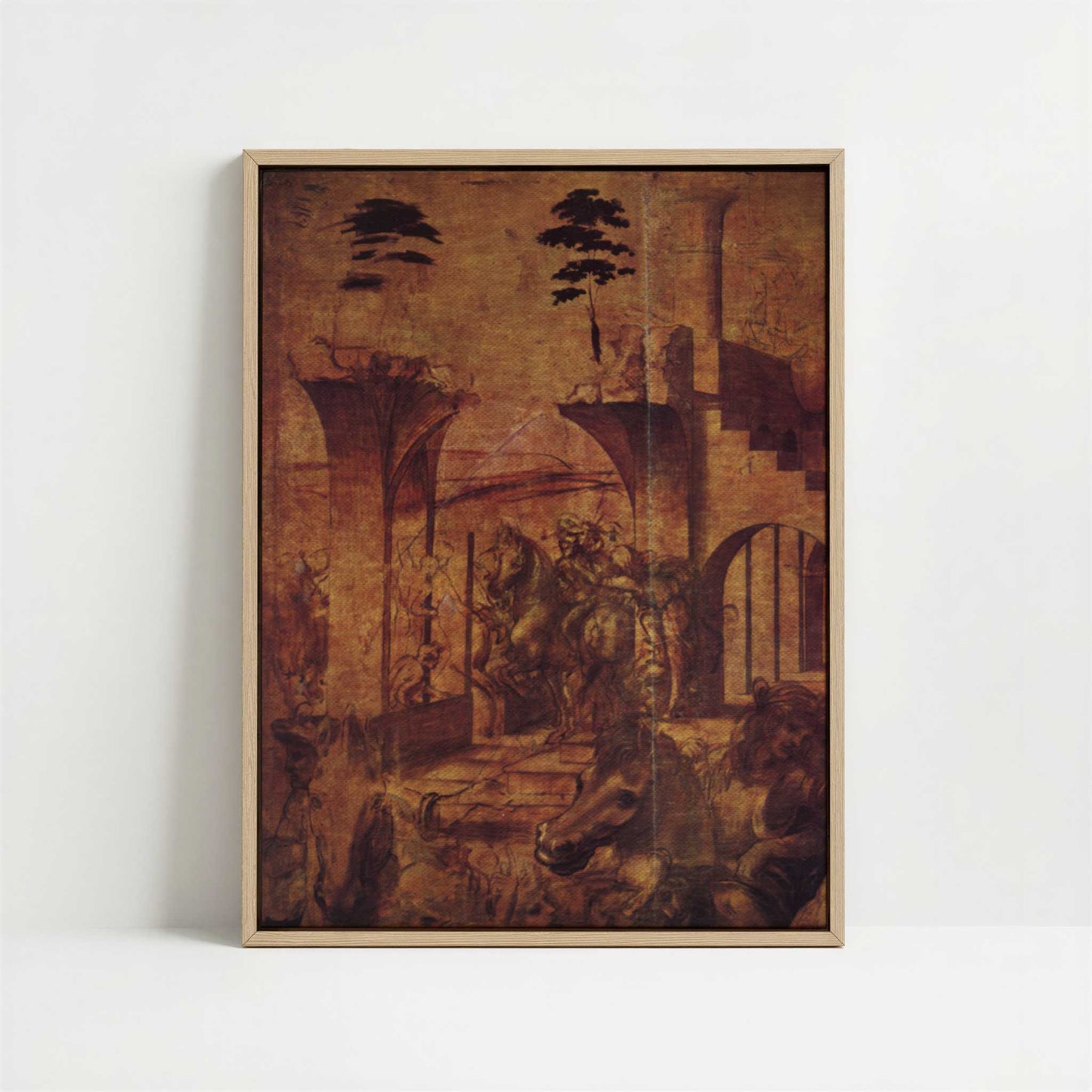 Framed Canvas - Framed canvas in oak color frame