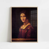 La Belle Ferronnière (1486-8) by Leonardo da Vinci – Art Print - Art print in oak frame