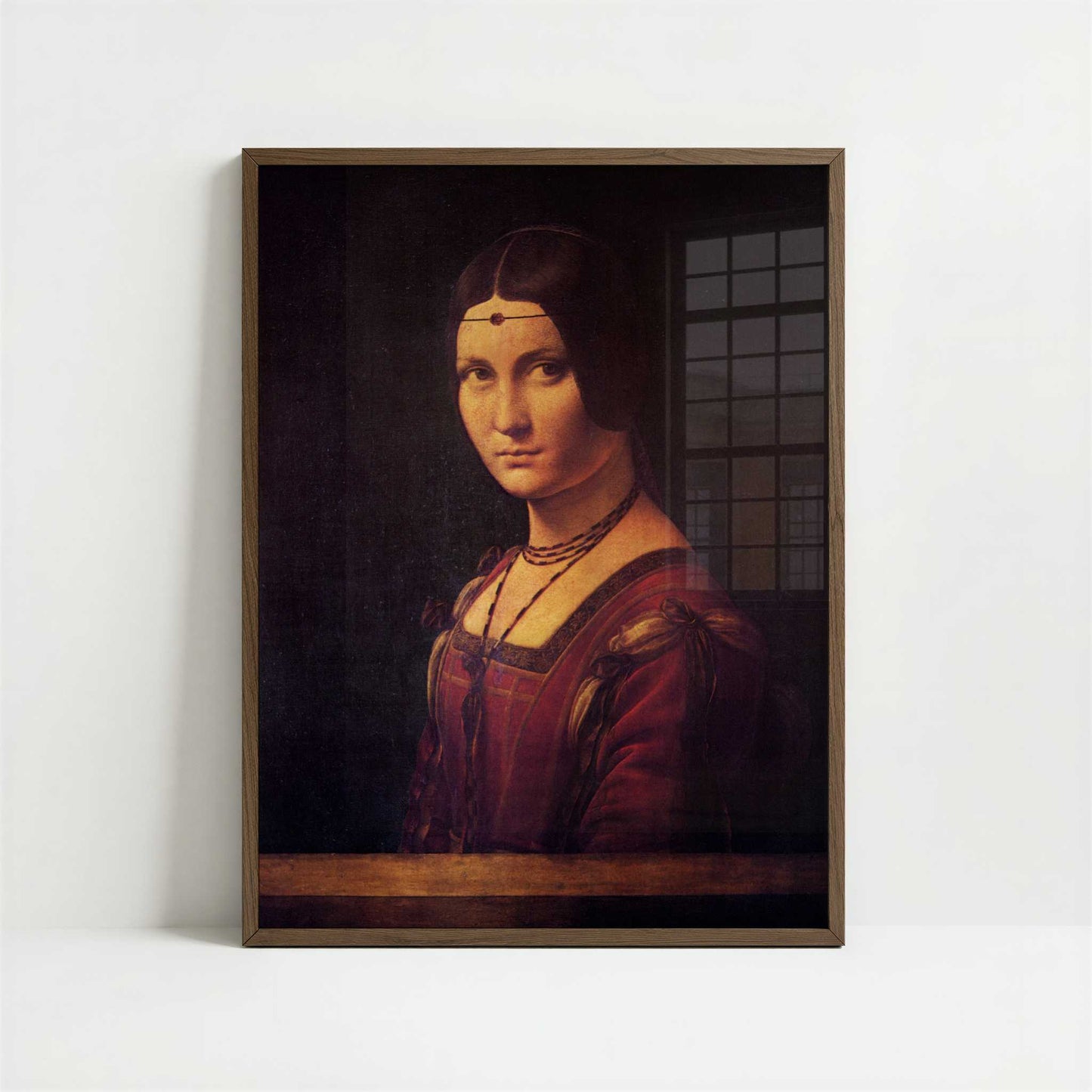 La Belle Ferronnière (1486-8) by Leonardo da Vinci – Art Print - Art print in dark wood frame