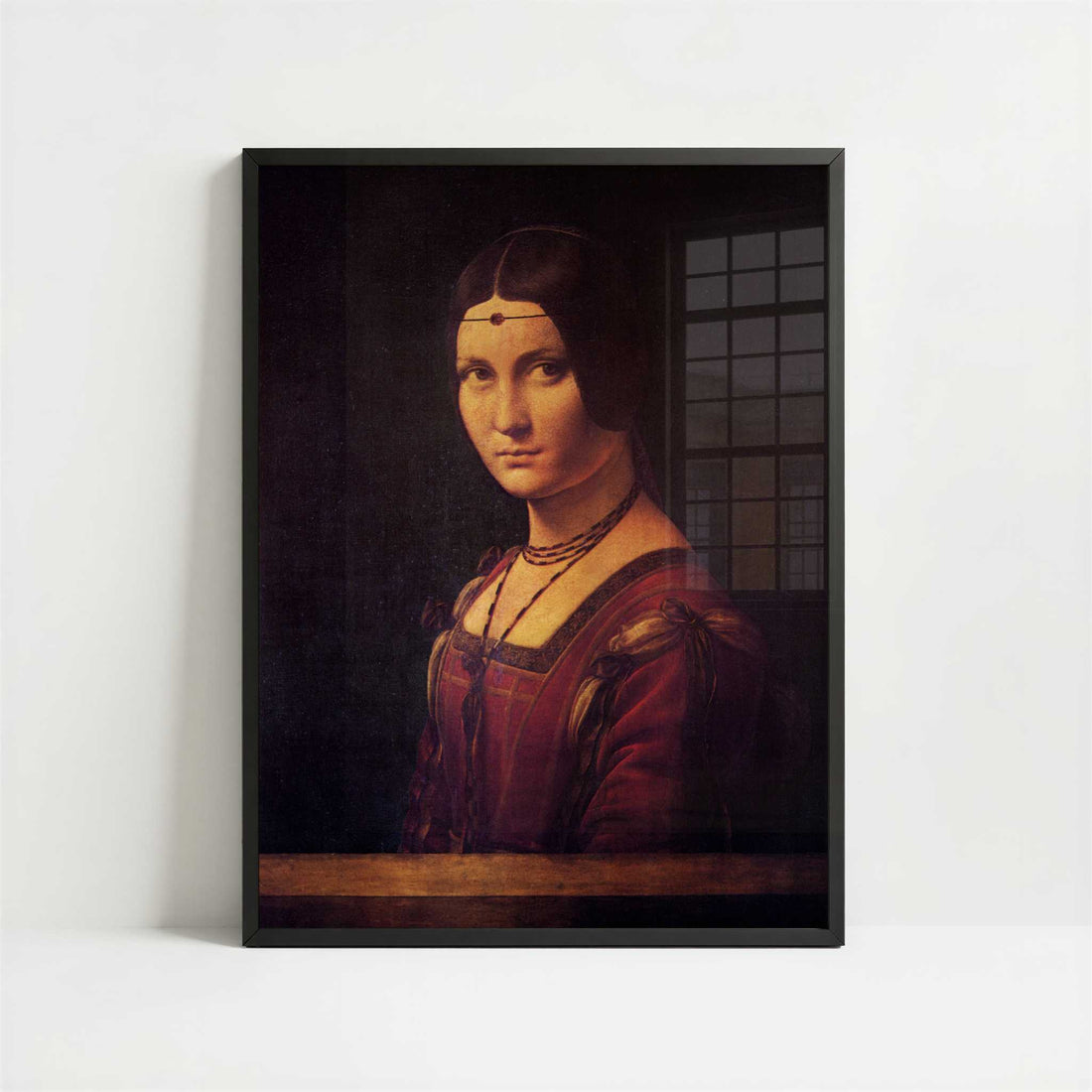 La Belle Ferronnière (1486-8) by Leonardo da Vinci – Art Print - Art print in black frame