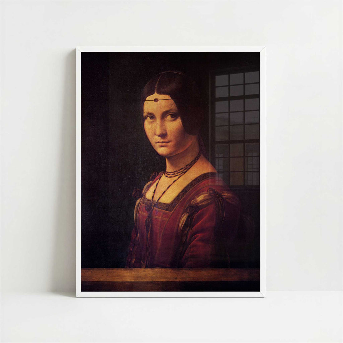 La Belle Ferronnière (1486-8) by Leonardo da Vinci – Art Print - Art print in white frame