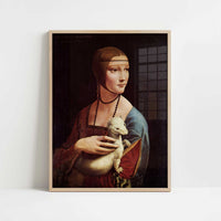 Lady with Ermine (c.1489–1490) by Leonardo da Vinci – Art Print - Art print in oak frame