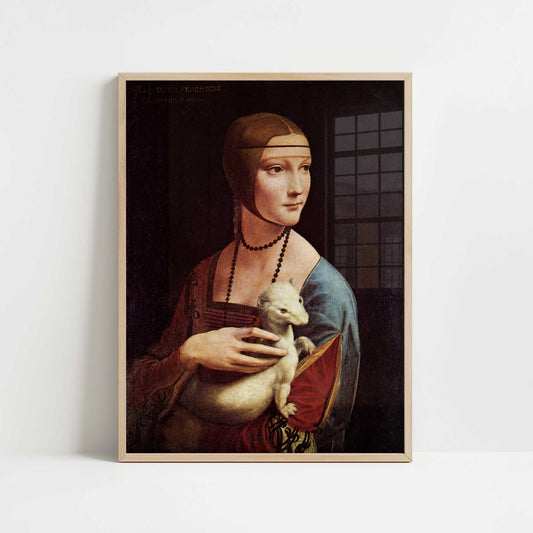 Lady with Ermine (c.1489–1490) by Leonardo da Vinci – Art Print - Art print in oak frame