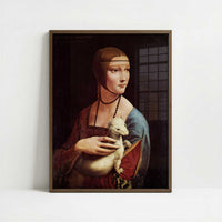 Lady with Ermine (c.1489–1490) by Leonardo da Vinci – Art Print - Art print in dark wood frame