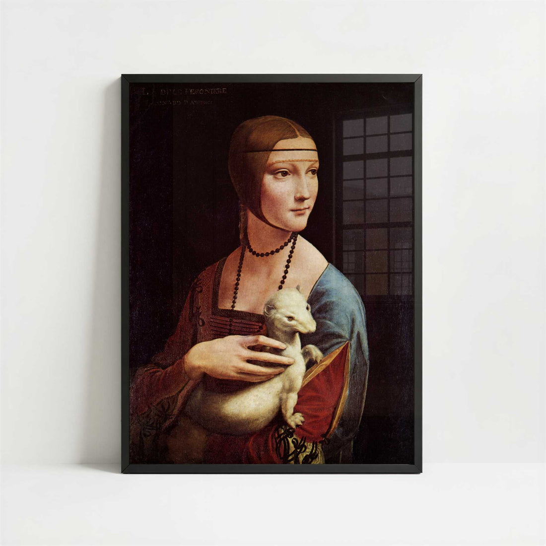 Lady with Ermine (c.1489–1490) by Leonardo da Vinci – Art Print - Art print in black frame