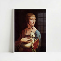 Lady with Ermine (c.1489–1490) by Leonardo da Vinci – Art Print - Art print in white frame