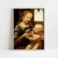 Madonna with a Flower (1478) by Leonardo da Vinci – Art Print - Art print in oak frame