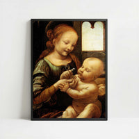 Madonna with a Flower (1478) by Leonardo da Vinci – Art Print - Art print in black frame