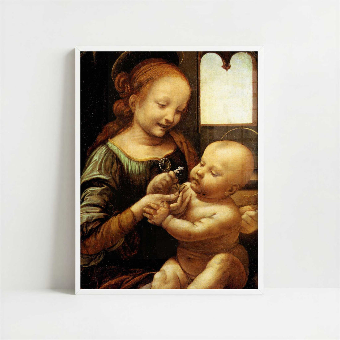 Madonna with a Flower (1478) by Leonardo da Vinci – Art Print - Art print in white frame