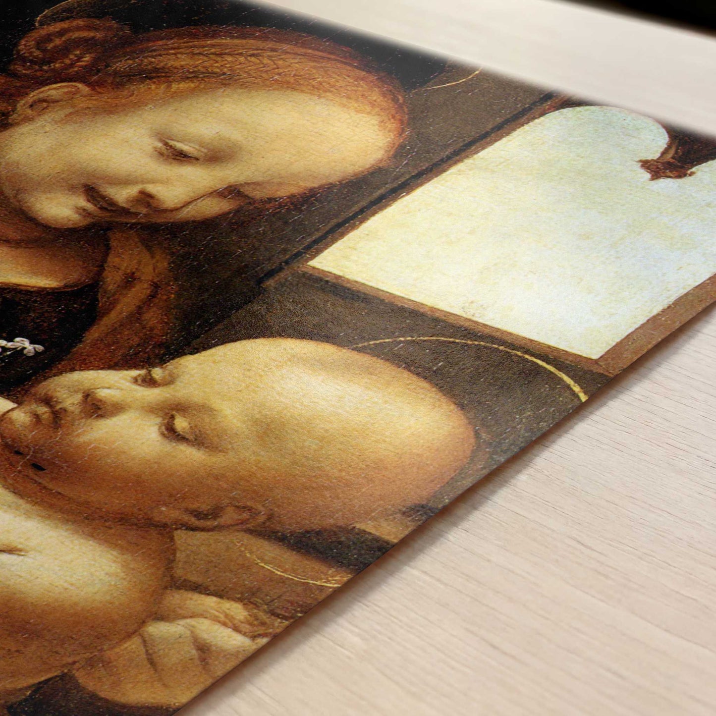Madonna with a Flower (1478) by Leonardo da Vinci – Art Print - Close-up detail of the art print