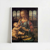 Madonna with the Carnation (1470s) by Leonardo da Vinci – Art Print - Art print in white frame