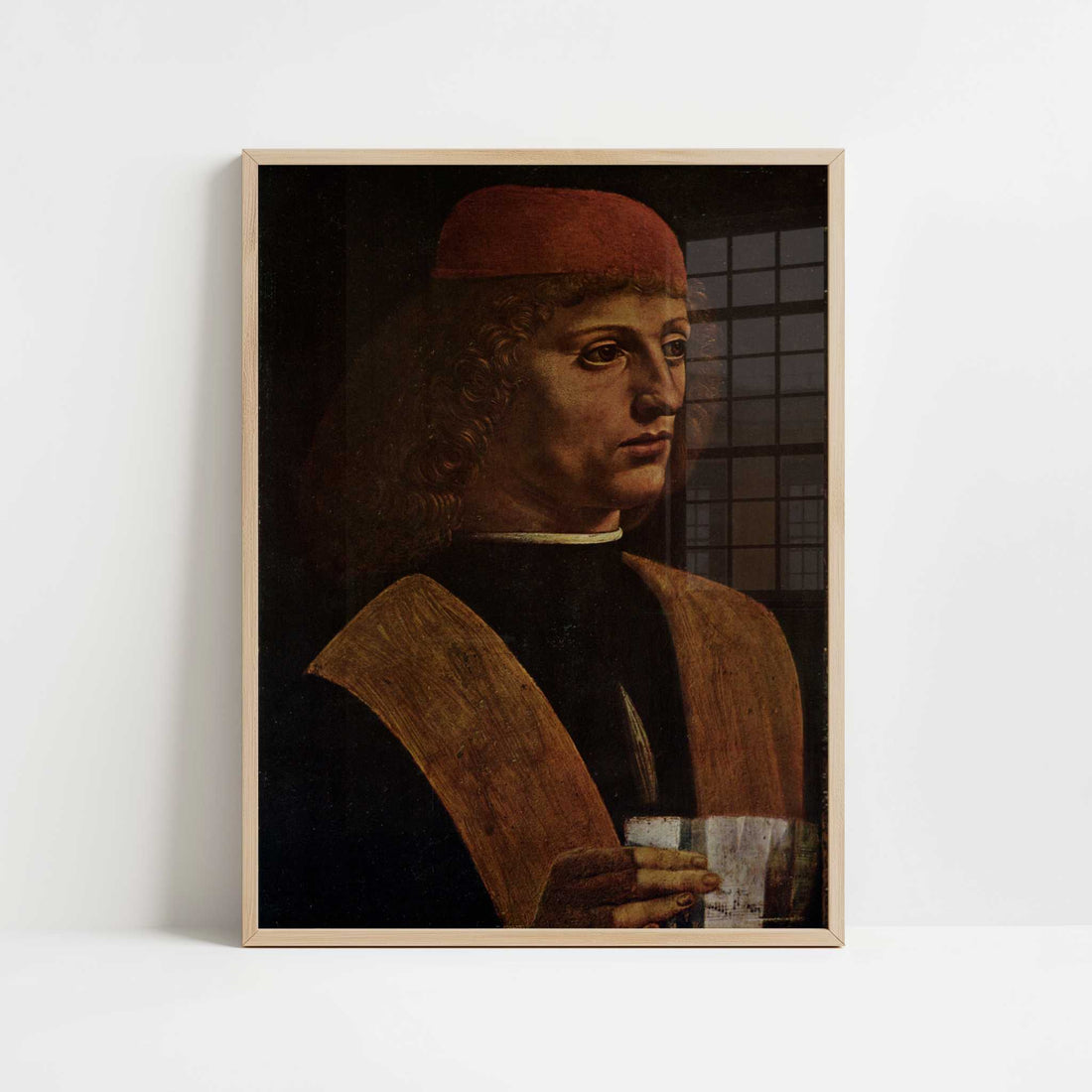 Portrait of a Musician (c.1485) by Leonardo da Vinci – Art Print - Art print in oak frame