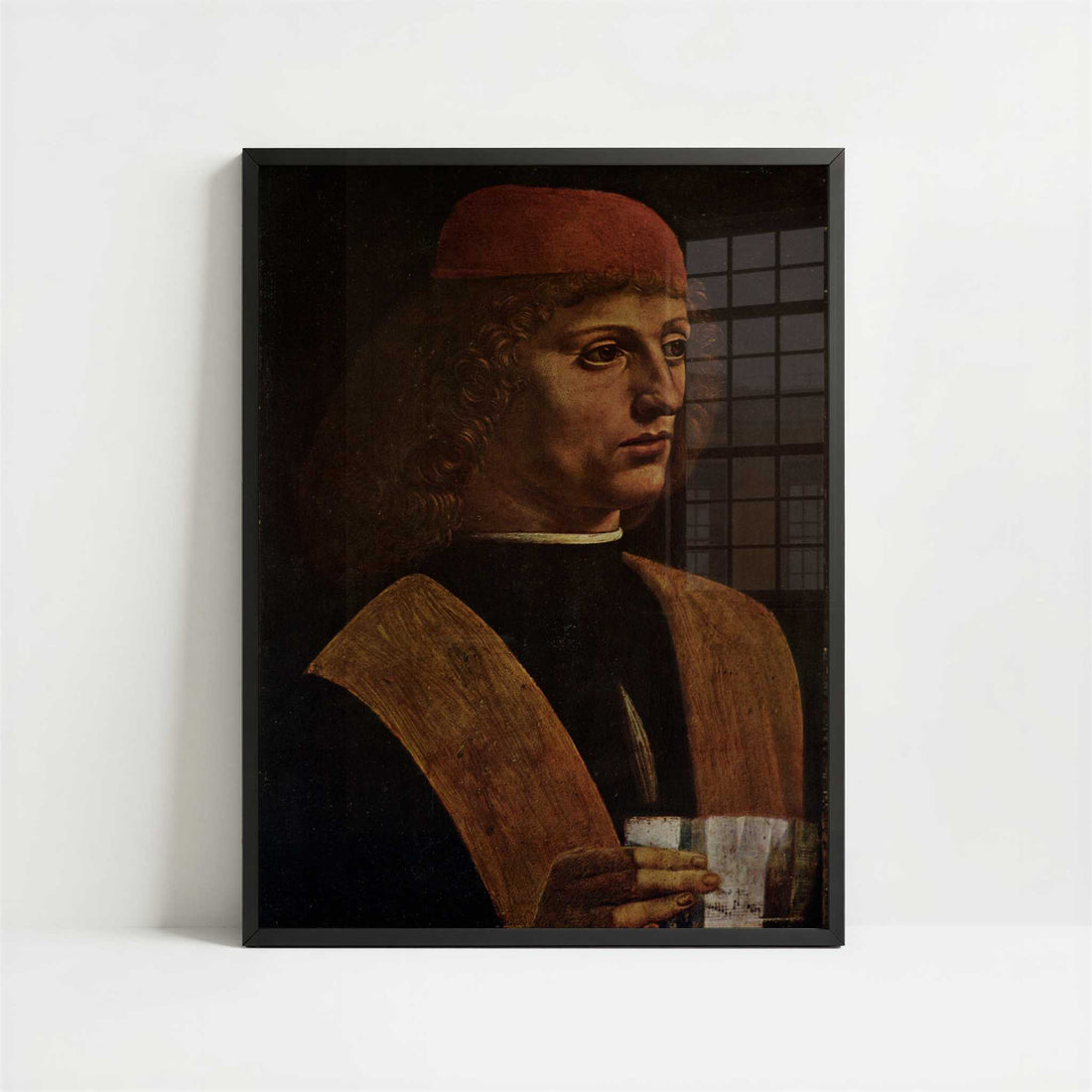 Portrait of a Musician (c.1485) by Leonardo da Vinci – Art Print - Art print in black frame
