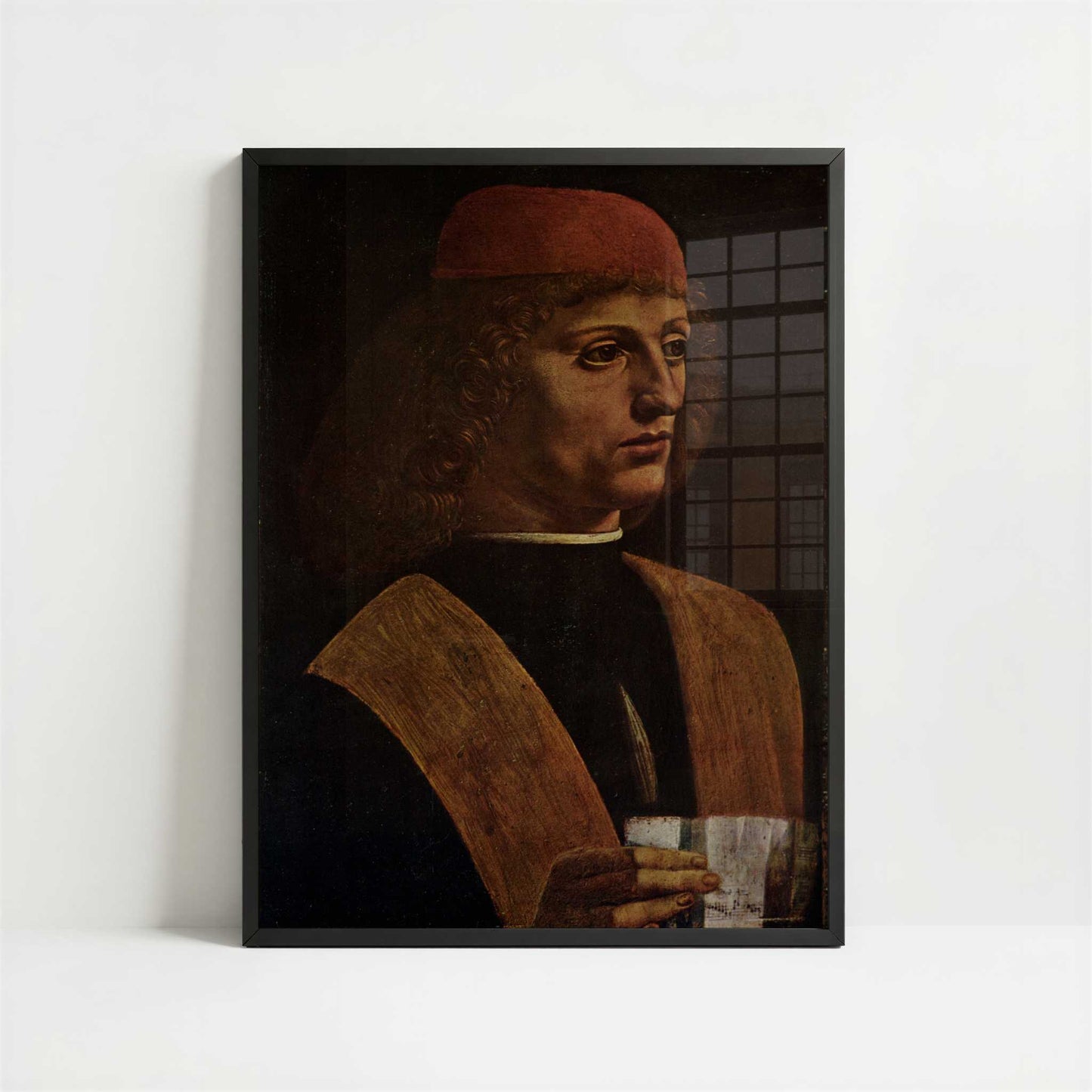 Portrait of a Musician (c.1485) by Leonardo da Vinci – Art Print - Art print in black frame