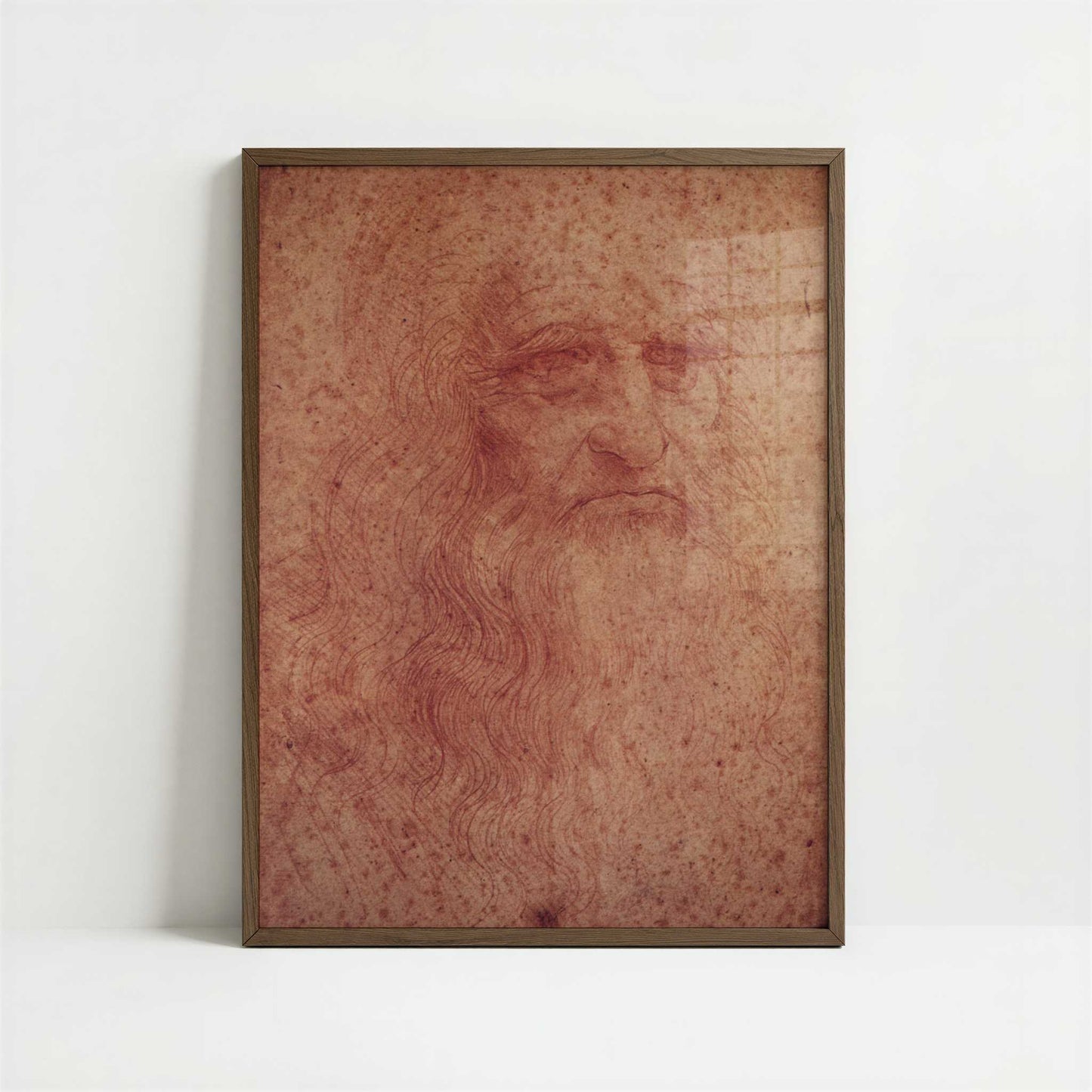 Self-portrait (1510s) by Leonardo da Vinci – Art Print - Art print in dark wood frame