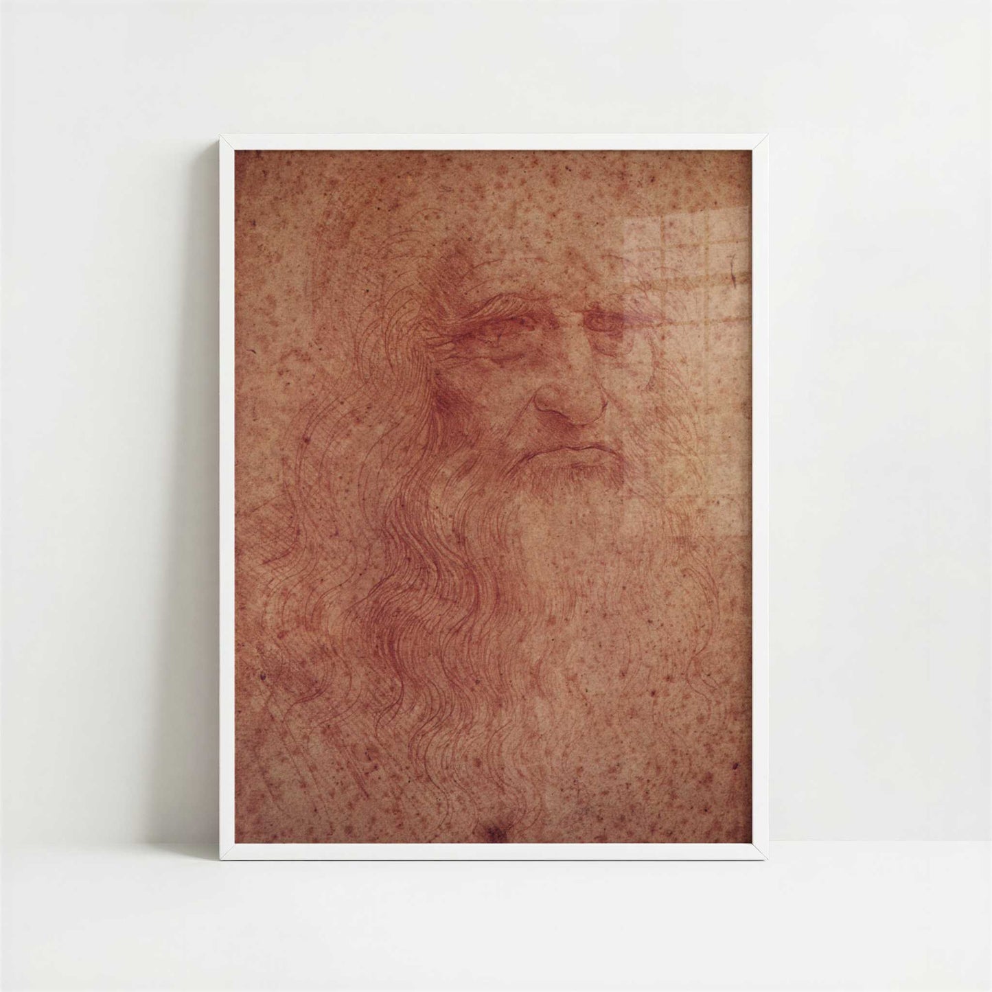 Self-portrait (1510s) by Leonardo da Vinci – Art Print - Art print in white frame