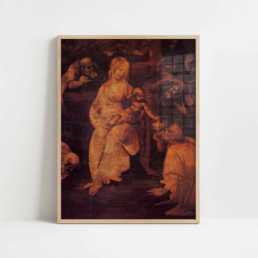 The Adoration of the Kings (1481) by Leonardo da Vinci – Art Print - Art print in oak frame