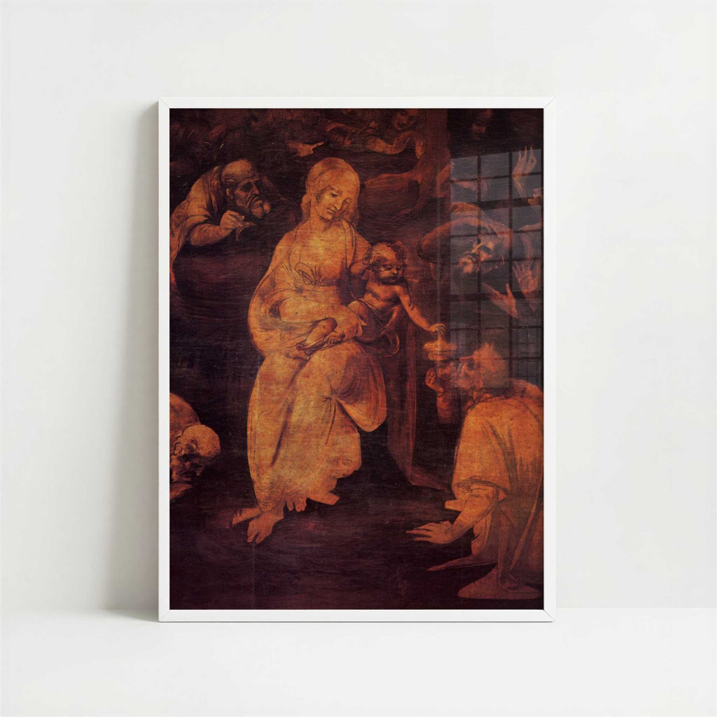 The Adoration of the Kings (1481) by Leonardo da Vinci – Art Print - Art print in white frame