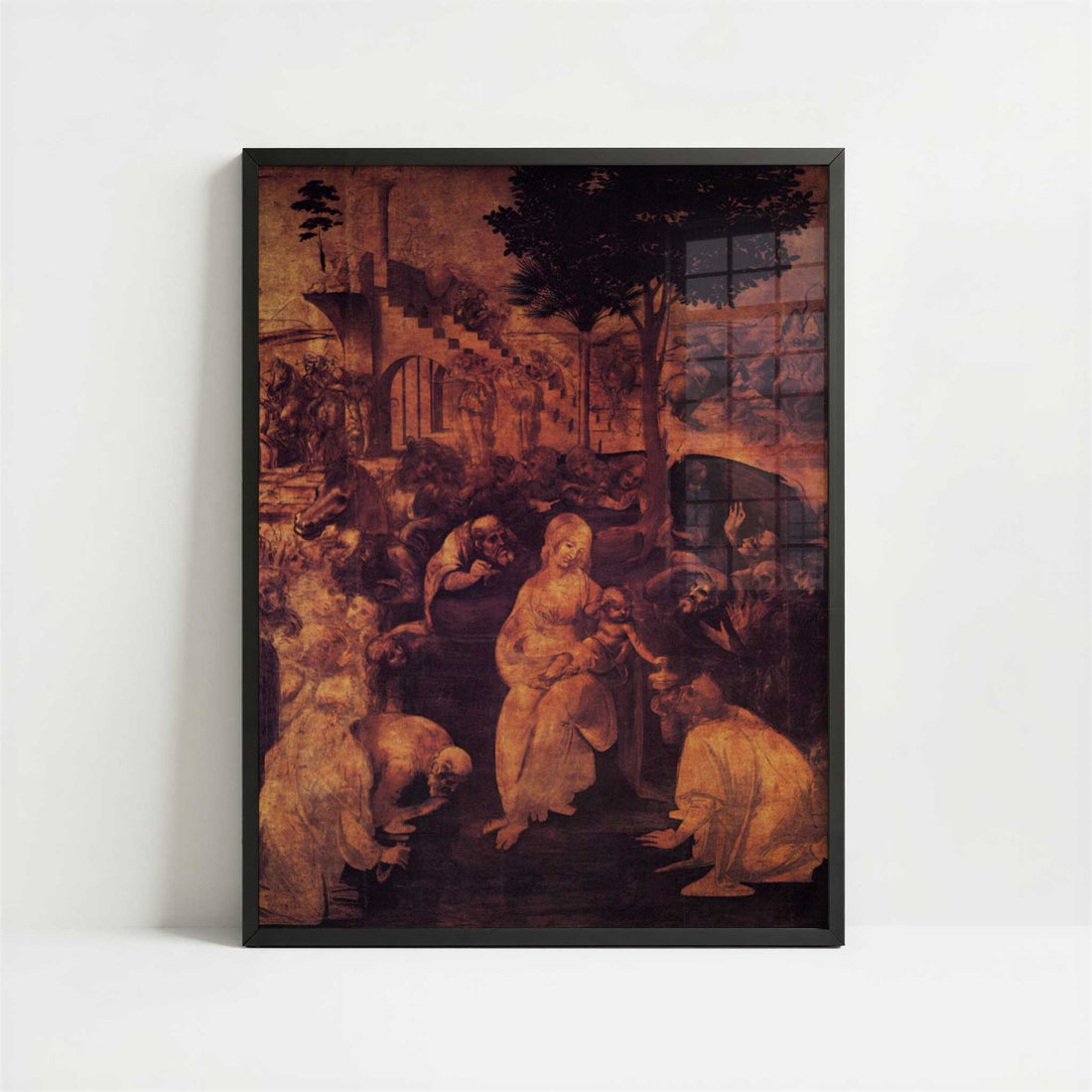 The Adoration of the Kings (1481) by Leonardo da Vinci – Art Print - Art print in black frame