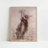 The Pointing Lady (1490s) by Leonardo da Vinci – Art Print - Art print in oak frame