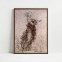 The Pointing Lady (1490s) by Leonardo da Vinci – Art Print - Art print in dark wood frame