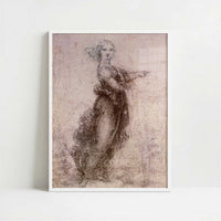 The Pointing Lady (1490s) by Leonardo da Vinci – Art Print - Art print in white frame