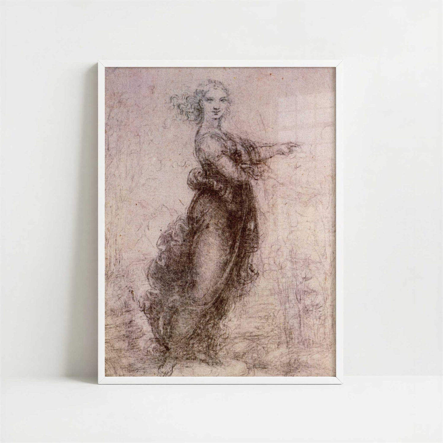 The Pointing Lady (1490s) by Leonardo da Vinci – Art Print - Art print in white frame