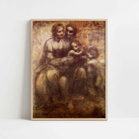 The Virgin & Child with St Anne & John the Baptist (c.1507) by Leonardo da Vinci – Art Print - Art print in oak frame
